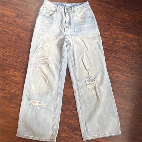 Blue Flare Wide Leg Jeans - Picture 1 of 4